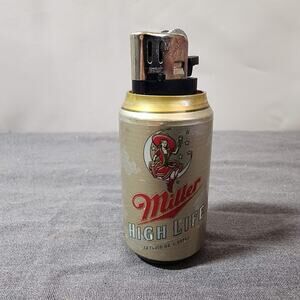 MILLER High Life Beer CAN Miniature Cigarette Lighter Holder Breweriana 5918/28